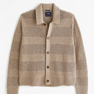 Abercrombie & Fitch Men's Brown Cropped Cardigan Sweater